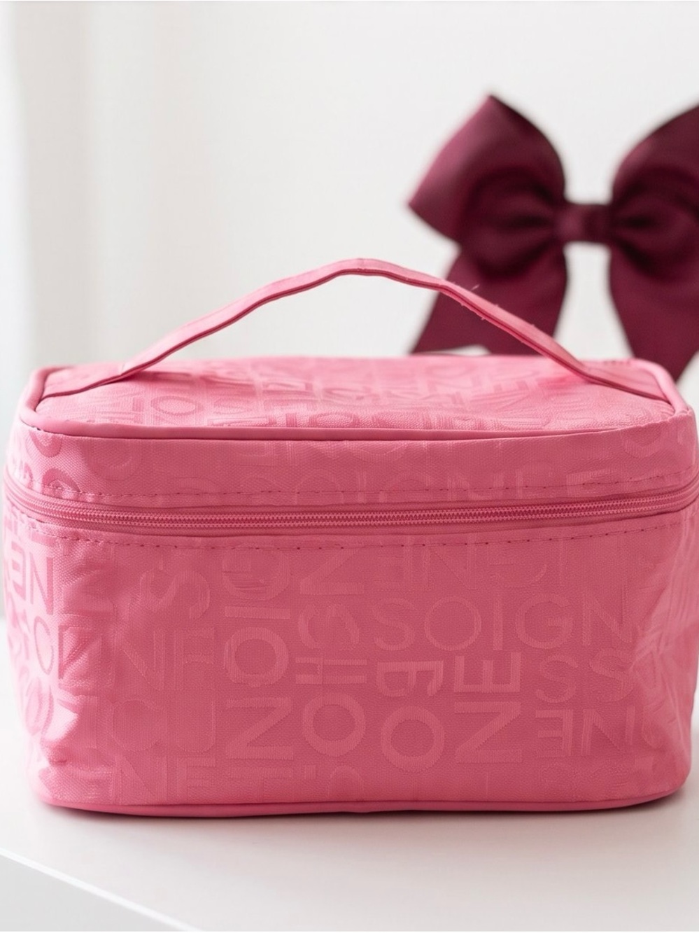 Pink Travel Cosmetic Case - Lightweight Carry Handle